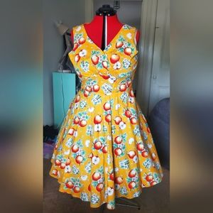 Hell Bunny fit&flare Vixen Dress Somerset Apple Orange Colorway-2XL